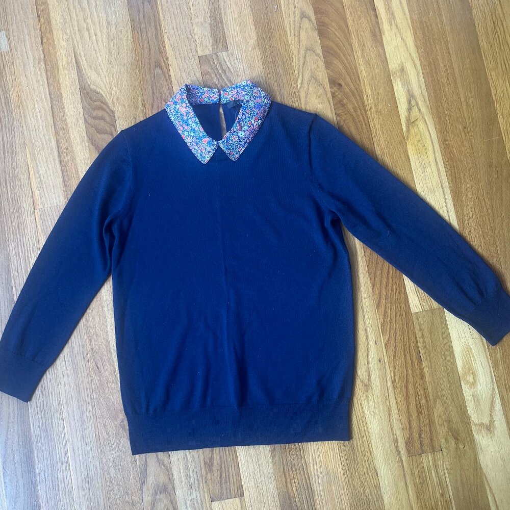 J. Crew - lightweight sweater with print collar